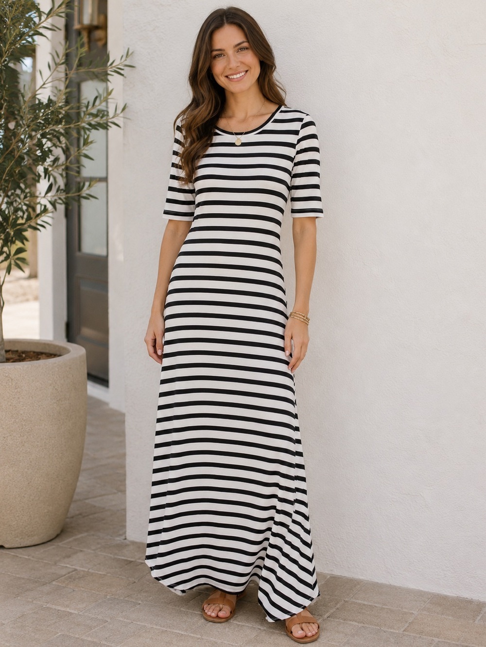 J.Crew High-Low Icon Navy Stripe Maxi Dress Size Small - Picture 1 of 6